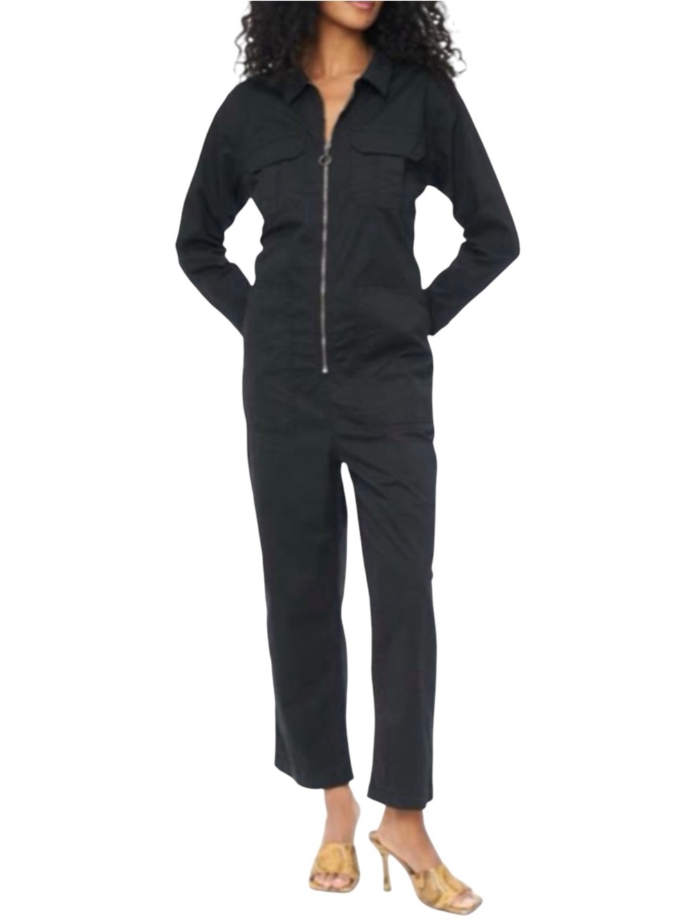 Pistola Women’s Black Olivia Long Sleeve Utility Jumpsuit Sz.S Lagenlook Retro